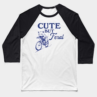 Cute But Feral Possum On A Bike Shirt, funny possum meme Baseball T-Shirt